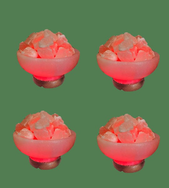 Himalayan Salt Lamp Red Round Fire Bowl 4 units (White crystal with red bulb)
